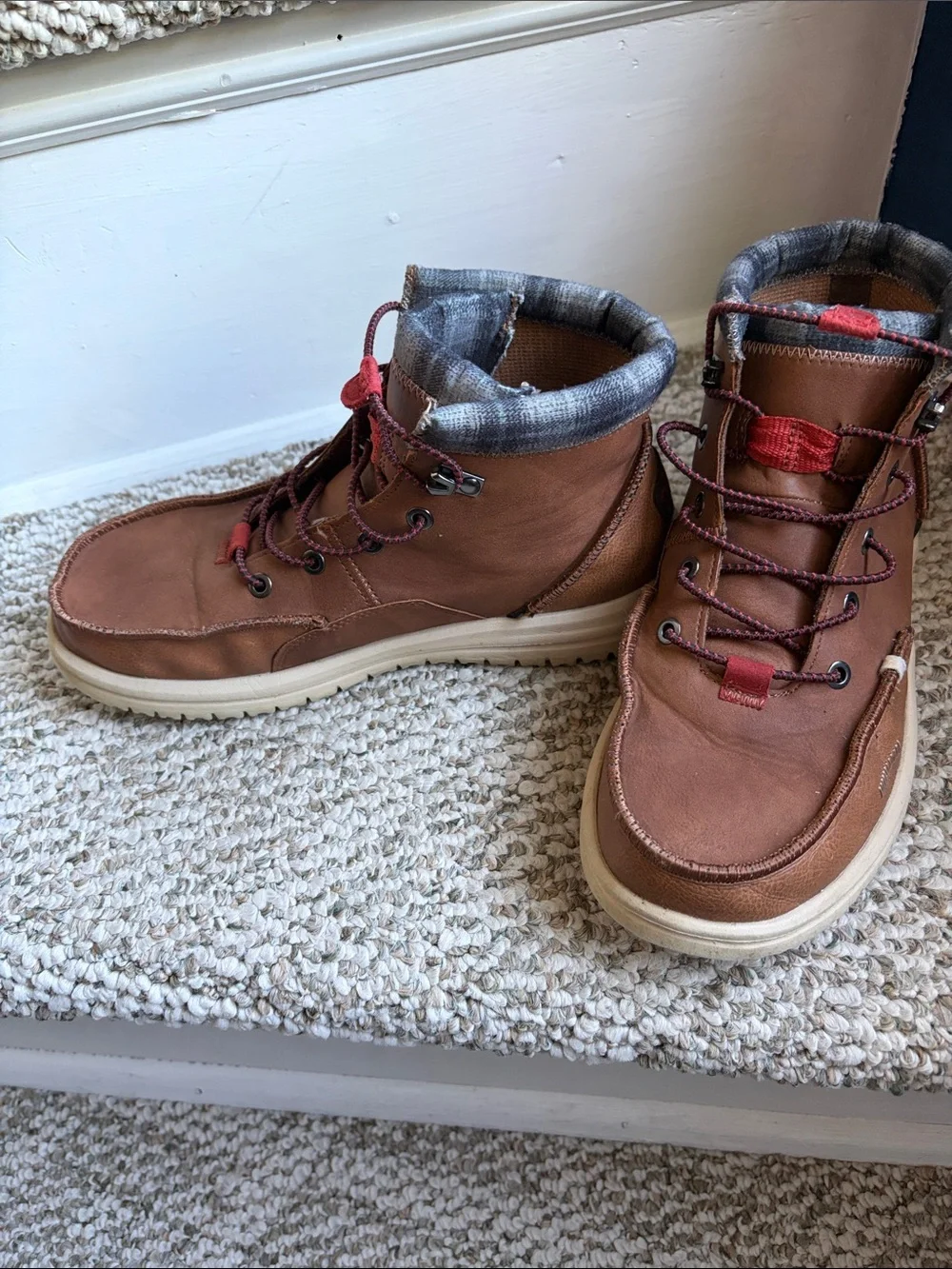 Hey Dude Brown Kids Lace-Up Boot with Red Accents